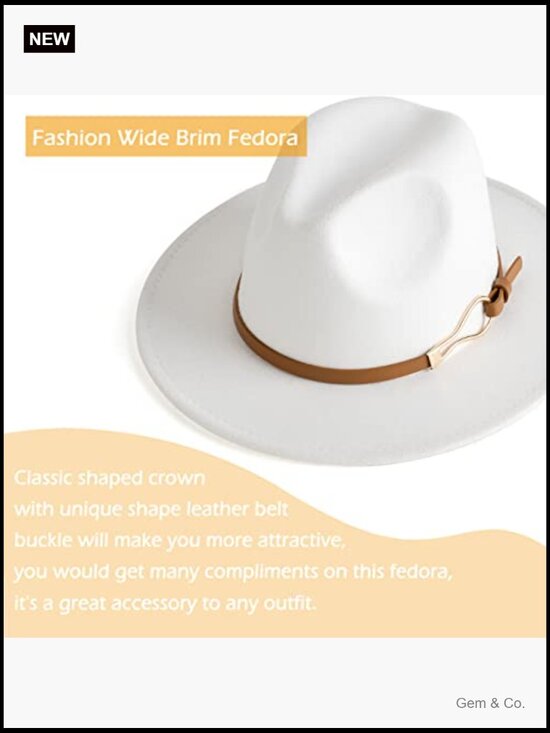 Wide Brim Fedora Floppy Panama Hat with Belt Buckle, Adjustable main image 6
